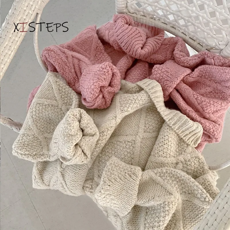 

Mock Neck Loose Women Twist Sweaters Thick Warm Female Pullovers Long Sleeve Ladies Knitted Tops 2021 Lazy Style Jumper Mujer