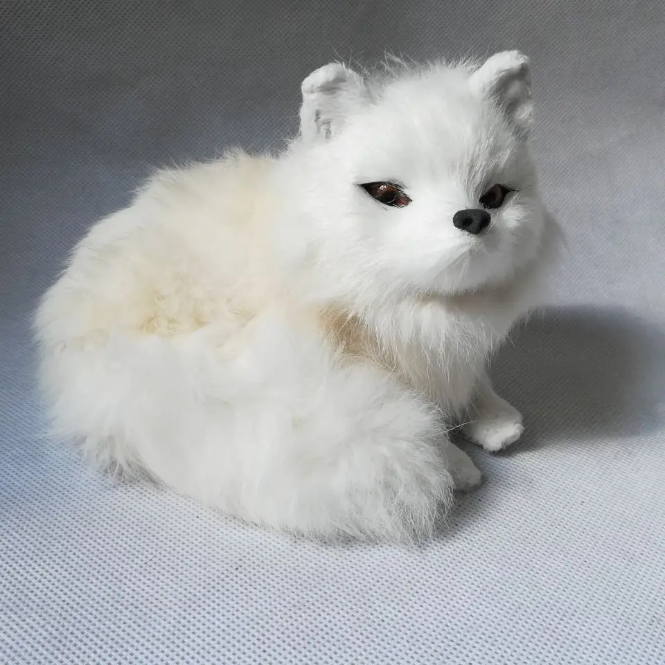 

simulation fox hard model,polyethylene& furs 15x12cm white fox handicraft ornament prop,desk Decoration toy gift e3100