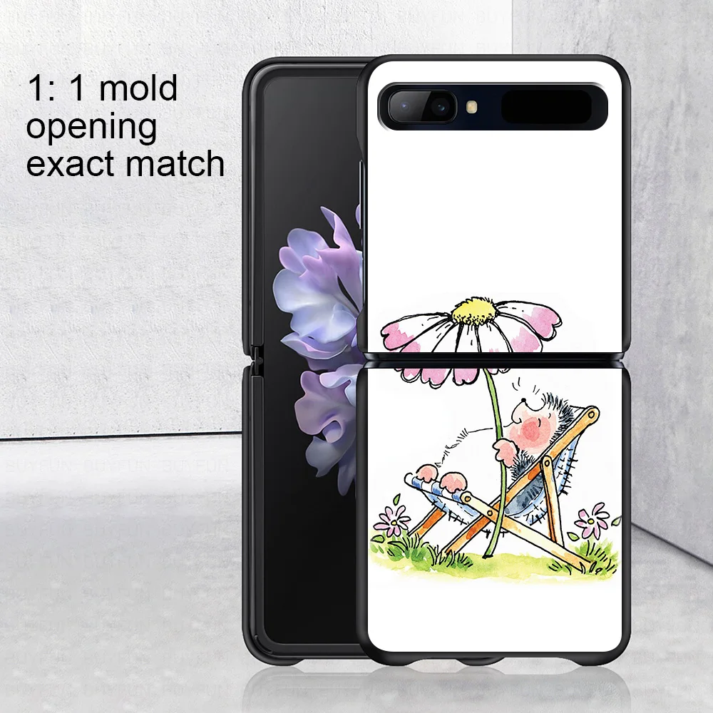 

Animal Hedgehog Smartphone Case For Samsung Galaxy Z Flip 3 5G Back PC Cases Hard Capa Black Shell Hard Cover Fundas