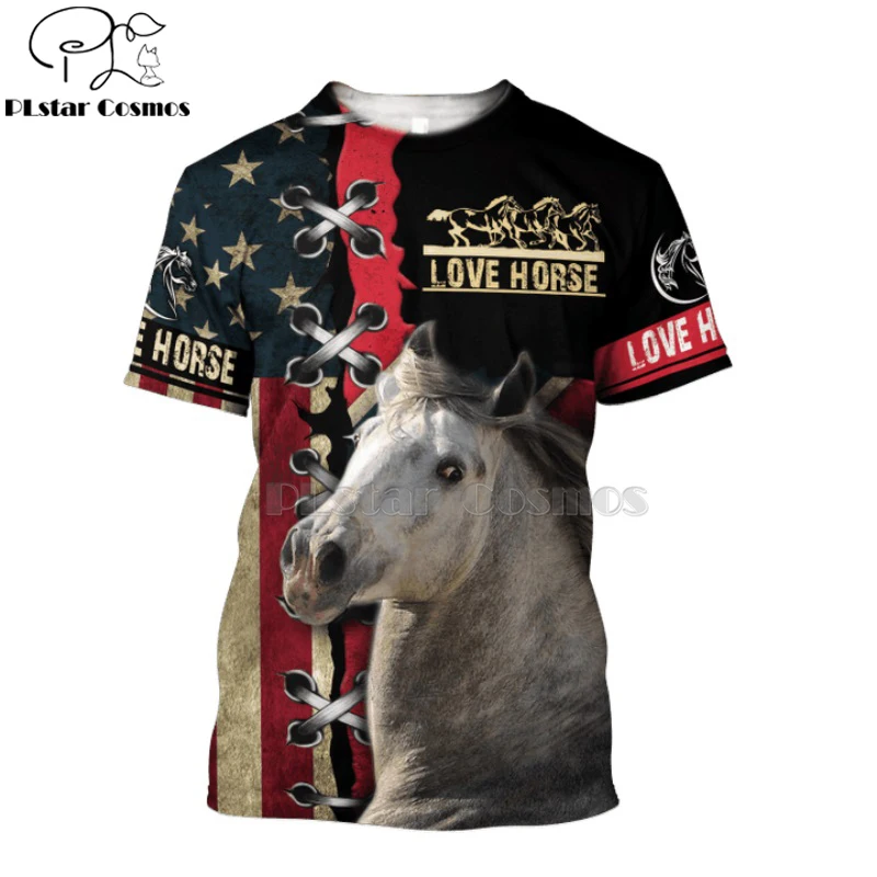 

PLstar Cosmos new 3d Print horse racing limited edition 3d t shirts tshirt tees summer funny Harajuku short sleeve streetwear-2