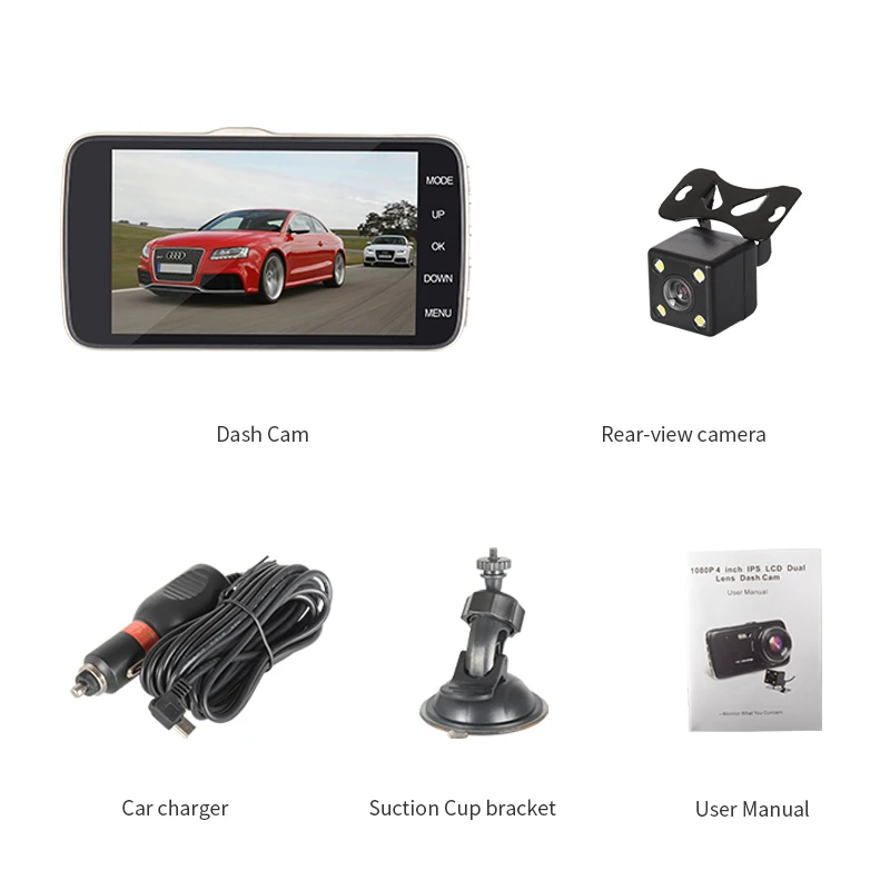 2019 новый размер экрана 4 дюйма ips дюймов высокая яркость (500CD) Dashcam Автомобильный