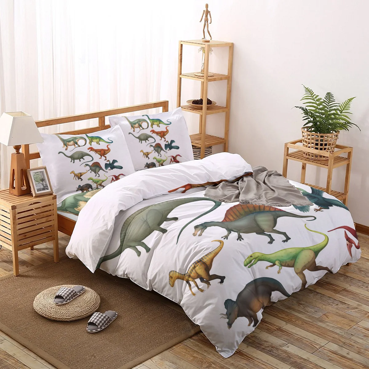 

Различные типы в виде динозавров из мультиков белый Постельное белье постельное белье Наволочка с принтом постельное белье Queen Размеры дом...