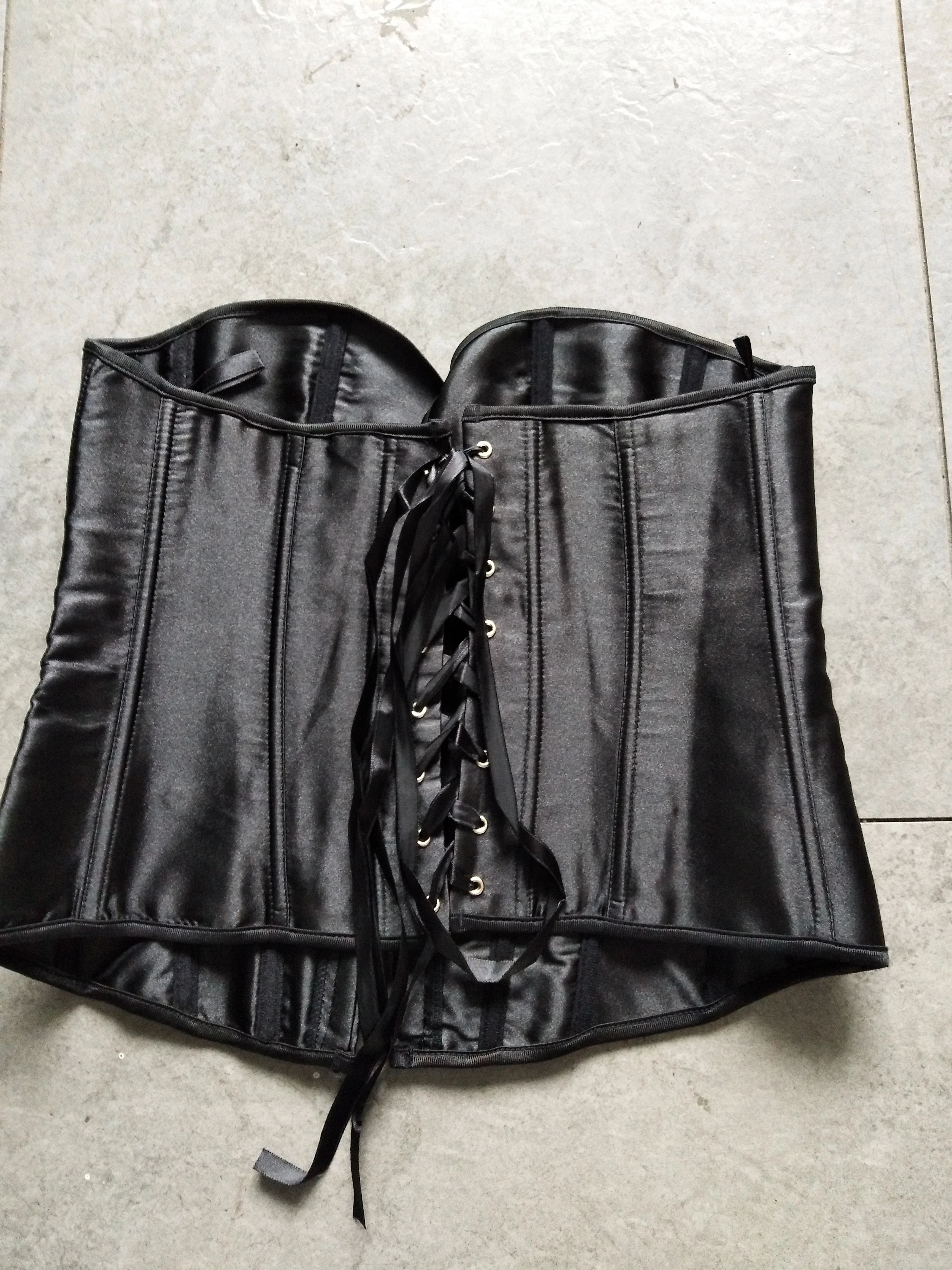 Корсет женский в стиле стимпанк черный с глубоким V образным вырезом|Бюстье и