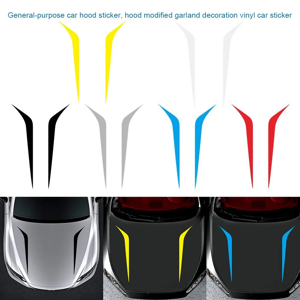 

2Pcs Car Hood Cover Stickers Auto Vinyl Film Long Stripe Decals DIY Car Sport Styling Stickers Car Accessories