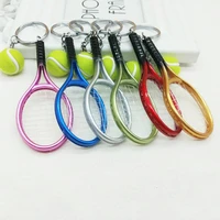 tennis racket keychain charms cute sport mini key chains car 6 color pendant keyring who love sports gifts jewelry wholesale