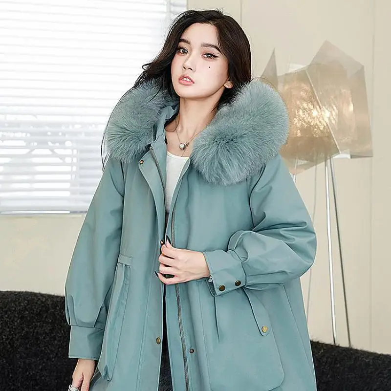 

Mink Fur Coat Female 2021 Autumn And Winter New Style Young Girl Overcomes Mink Liner Detachable Fox Fur Collar