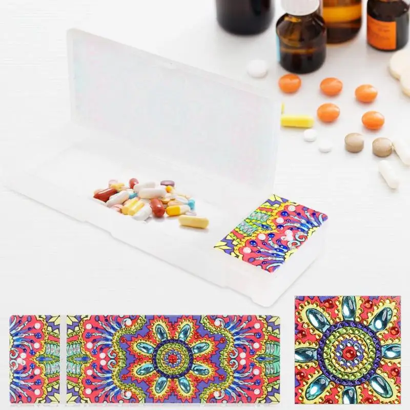 Шкатулка для карандашей сделай сам с мандалой специальной формы 2 ячейки коробка