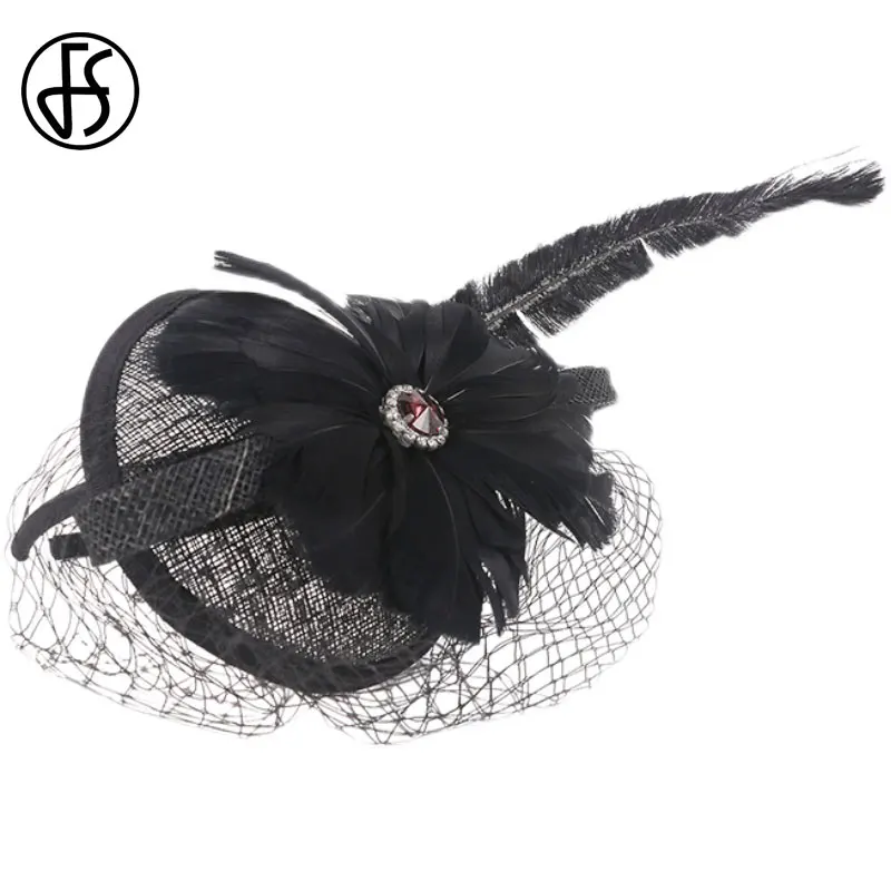 Женская шляпка-Таблетка с вуалью FS черная в британском стиле для церкви и