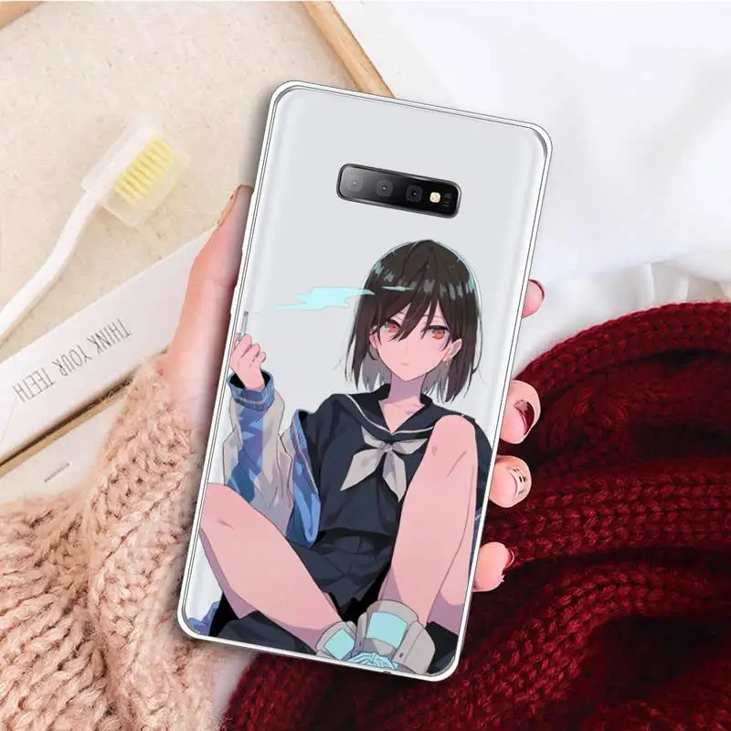 

Sad girl Phone Case Transparent for samsung A 21s 50 51 71 S 8 9 20 20fe note 10 20 ultra plus