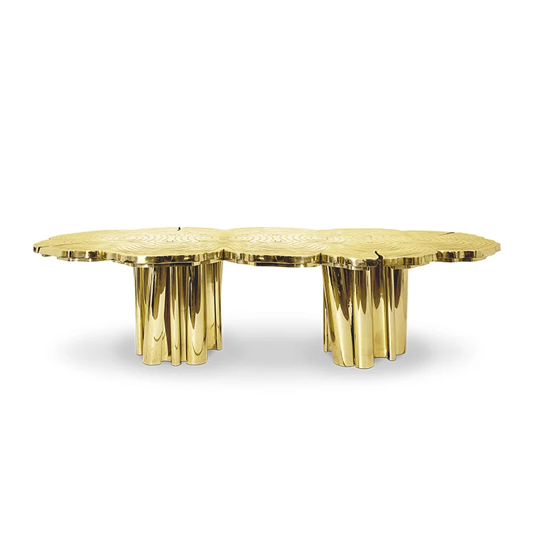 

Dining Set High Quality Golden Restaurant Glass Dining Table