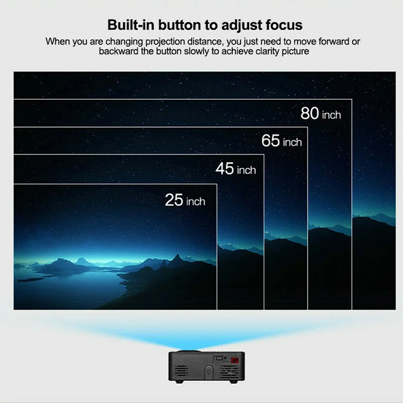 Аккуратный портативный карманный проектор HD поддержка 1080P встроенный