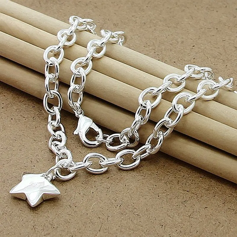 

New Arrival Silver 925 Jewelry Necklace Classic Five-Pointed Star Necklace Pendant Charm Jewelry Free Shipping