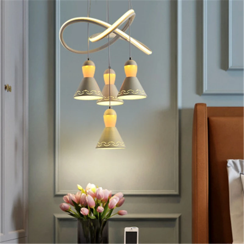 Goede Moderne Eenvoudige Led Eetkamer Lamp Drie Creatieve Acryl Woonkamer Eetkamer Lamp Bar Koffie Shop Gepersonaliseerde Lamp Led-lampen Ac