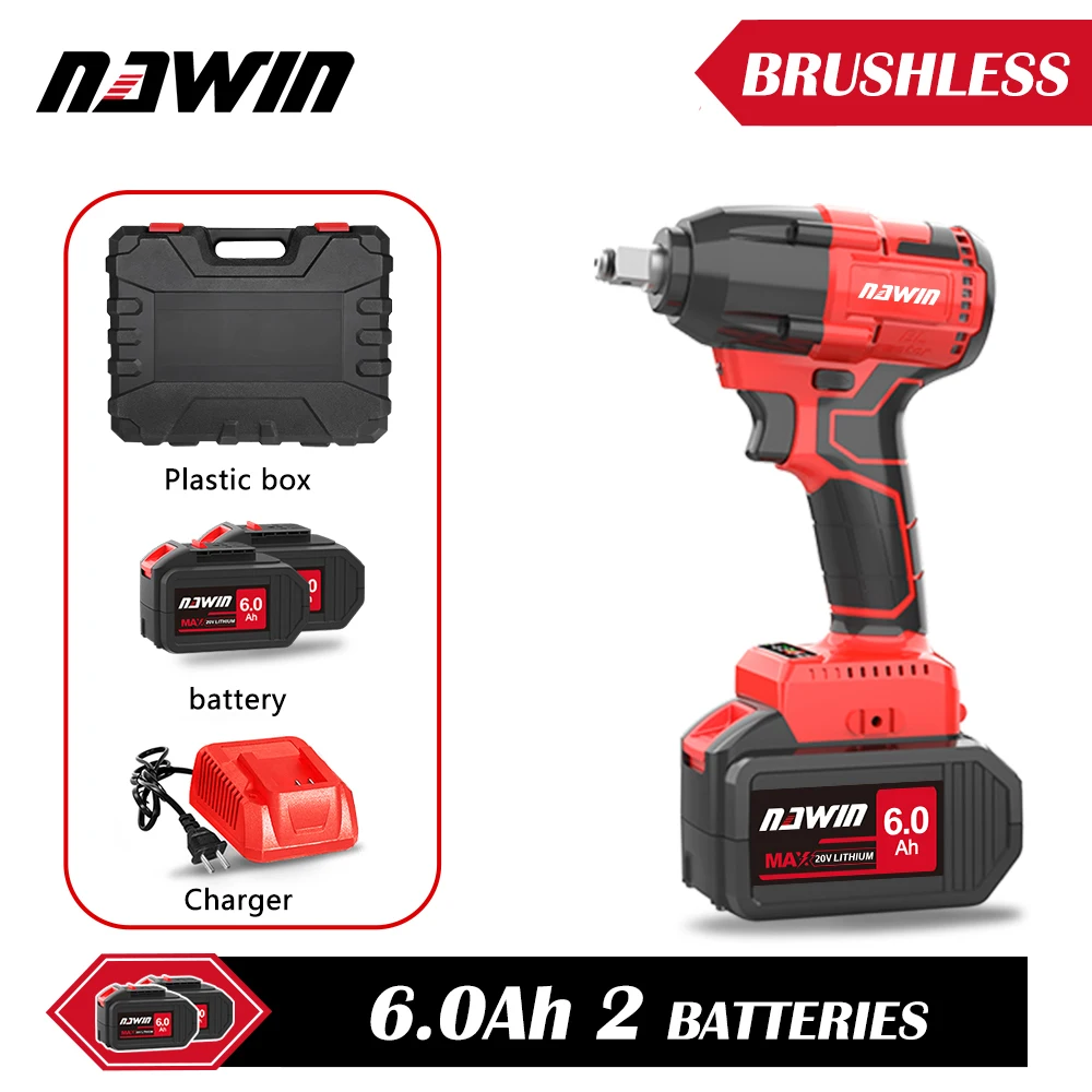 

NAWIN Industrial Electric Wrench Brushless Cordless Torque Adjustment Rechargeable Handheld Lithium Battery
