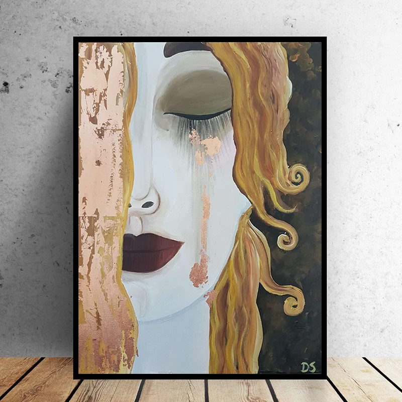 Картина на холсте настенные художественные печатные плакаты Золотые слезы от