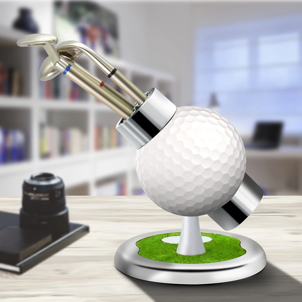 Держатель для ручки гольфа с часами настольное украшение офиса подставка