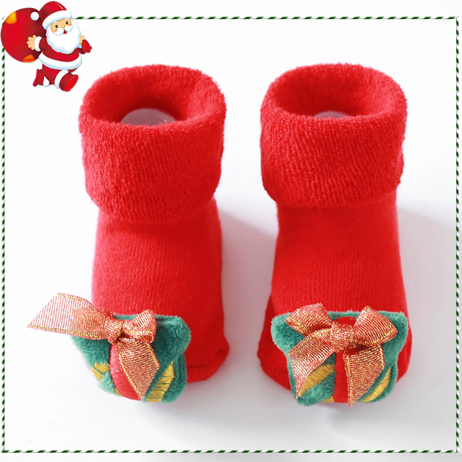 Рождественские теплые детские Носки с объемным рисунком рождественские