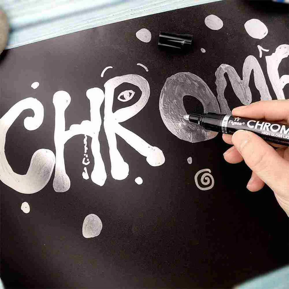 

2021 New Chrome Marker Pen Silver Liquid Mirror Chrome Markers UV Resistant Fade-proof Permanent Paint Craftwork Pen Accessories