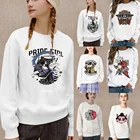 Женская одежда, свитшот с длинным рукавом, пуловер, Повседневная серия с принтом в японском самурайском стиле, осенняя теплая мягкая толстовка с круглым вырезом