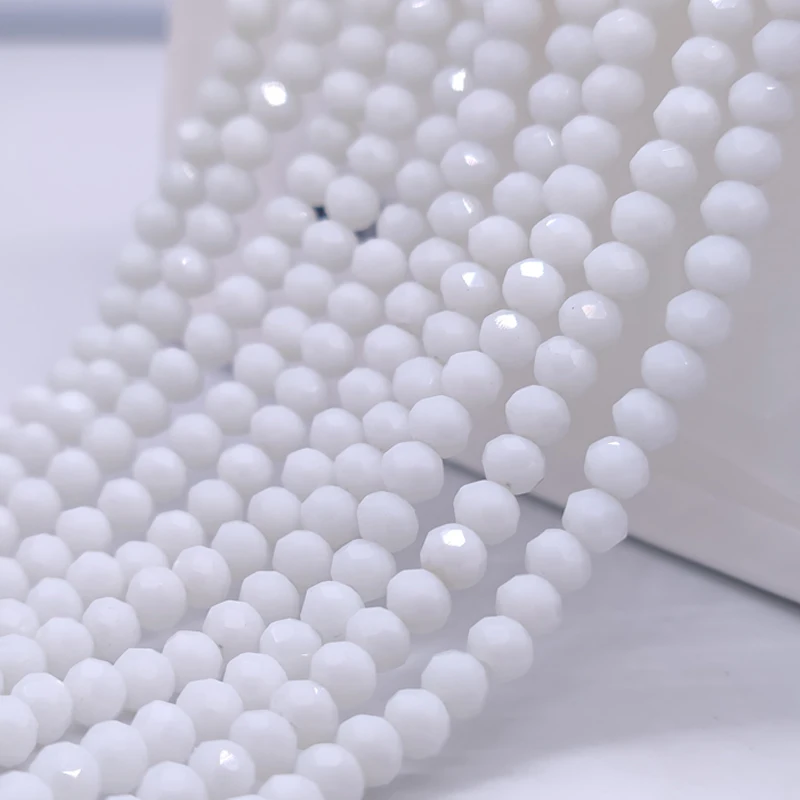 Бусины из белого стекла с гранями, 2/3/4/6/8 мм