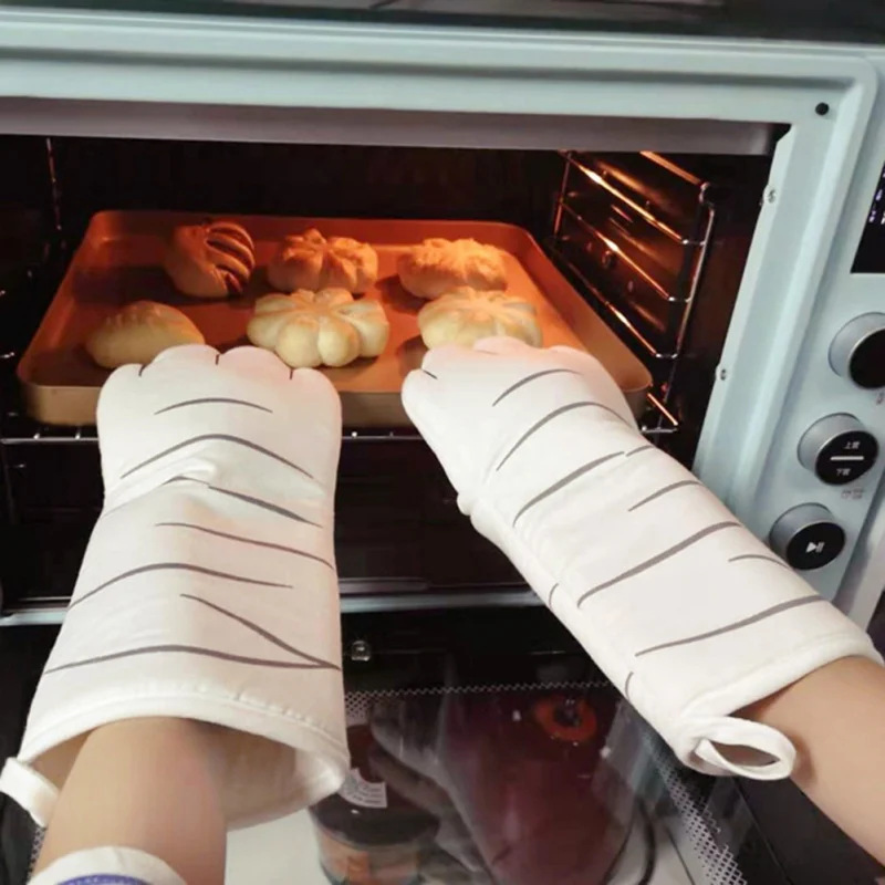 

1Pc Microwave Glove Cartoon Cat Paws Oven Mitts Kitchen Potholder mat for BBQ Insulation Gloves Oven Mitts Baking