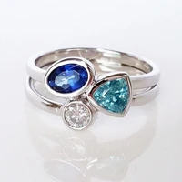women ring irregular tri color blue zircon ring fashion wedding ring charm exquisite wedding party accessories