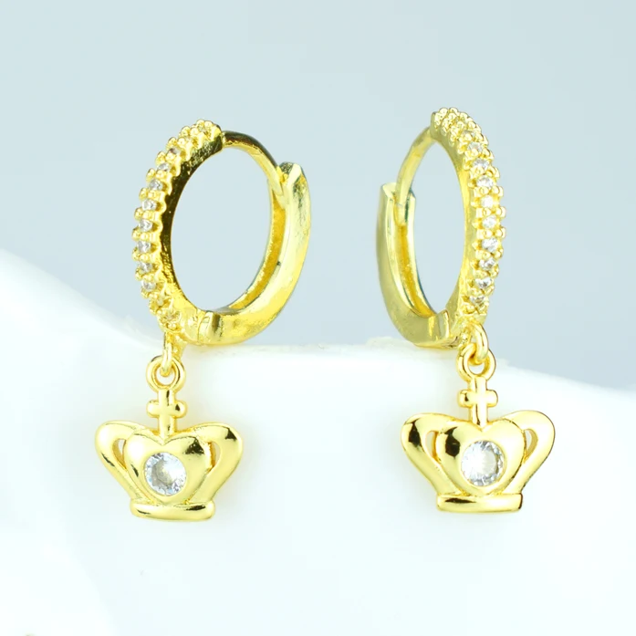 

Cross Crown Earrings Tragus Cartilage Perforated Crown, King Crown Pendant Earrings Pierced Jewelry Zircon Earrings