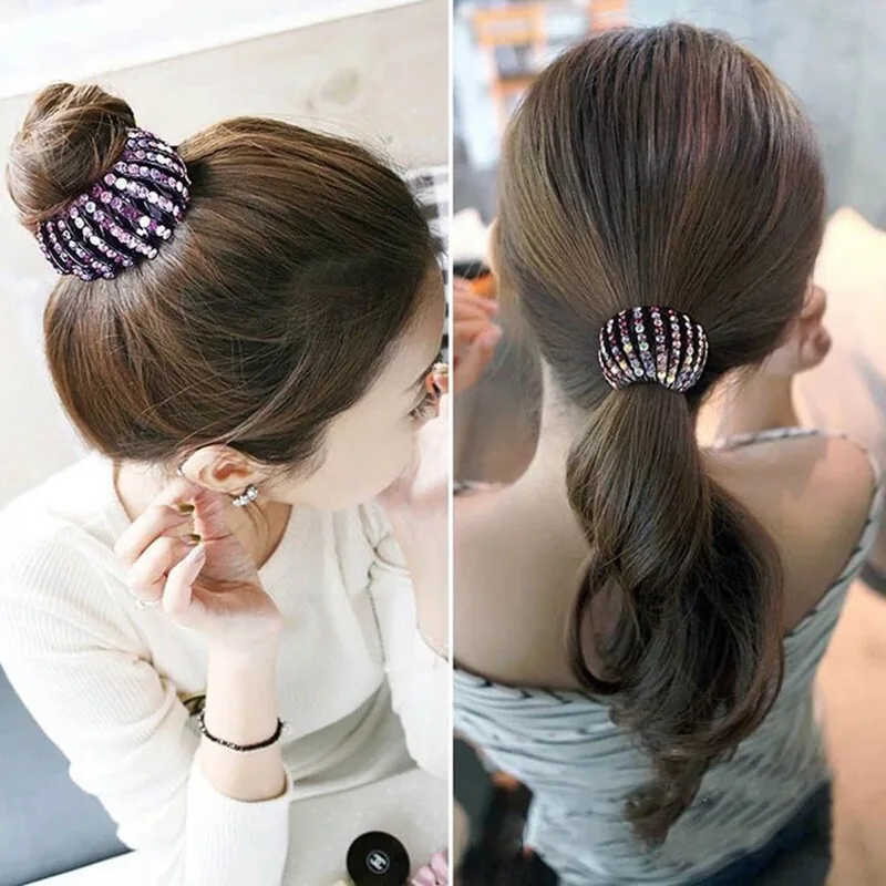 New Style Crystal Color Bird Nest Ponytail Holder Fair Crab Claw Clip Hairpin Rhinestone For Women Girls Headwear