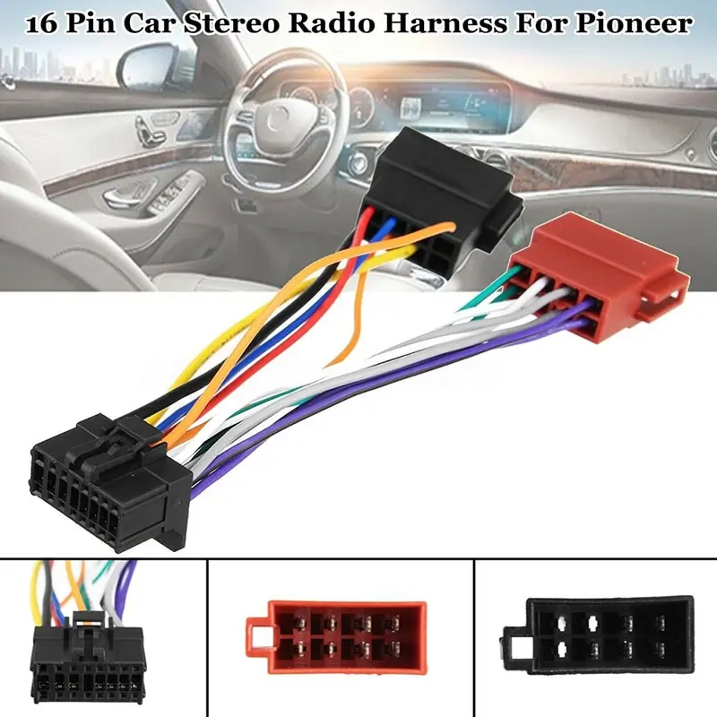 

1 Pcs Car Wire Harness Adaptor For Kenwood / JVC Auto Stereo Radio ISO Standard Connector Adapter 16 Pin Plug Cable Plug-Play