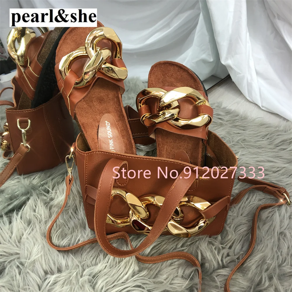 

Gold Thick Chain Luxury Handbags For Women Tote Bags Leather Crossbody Shoulder Bag Women Bucket Bag Clutches Femal Shoes Match