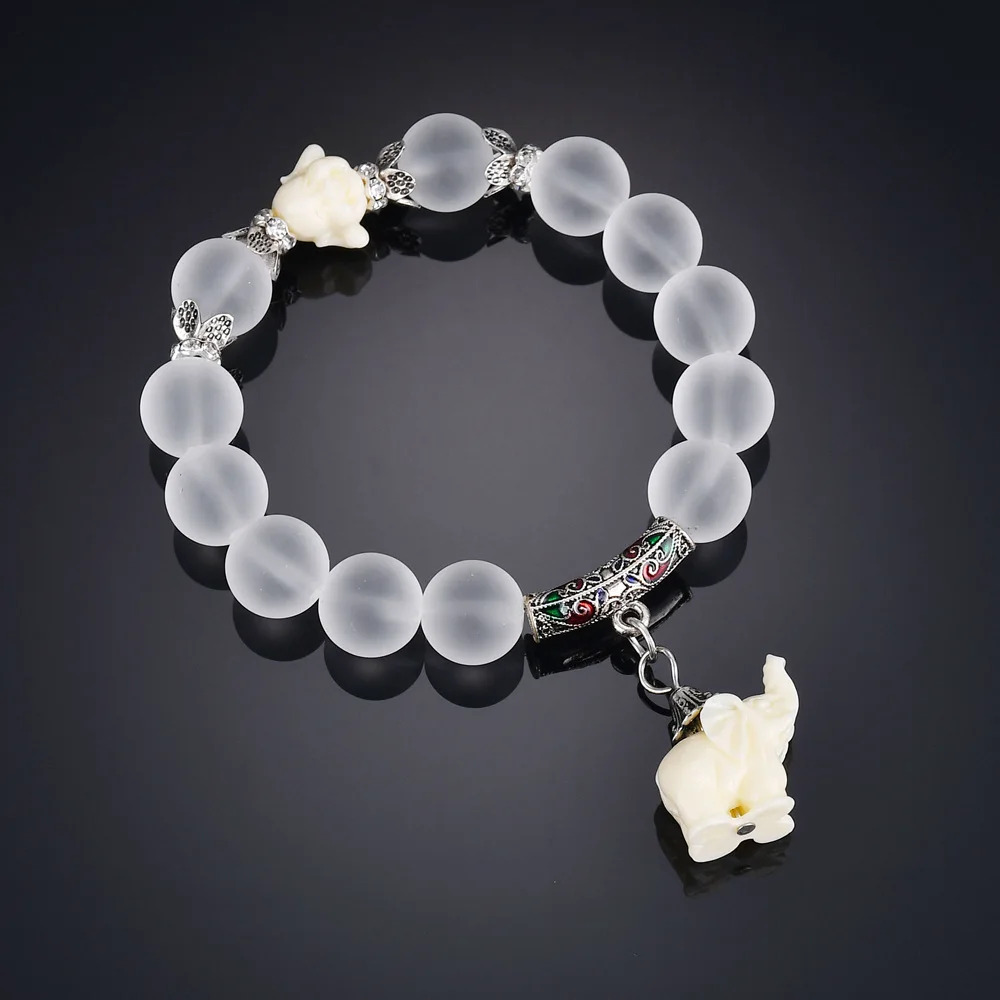 Браслет-цепочка женский в стиле ретро подвеска золотого слона из прозрачного