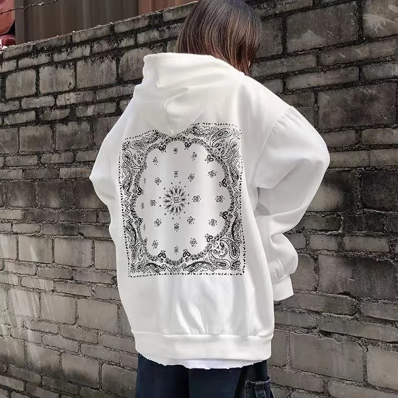 Толстовка с капюшоном для пар модная бандана в стиле Ins принтом пейсли хип-хоп