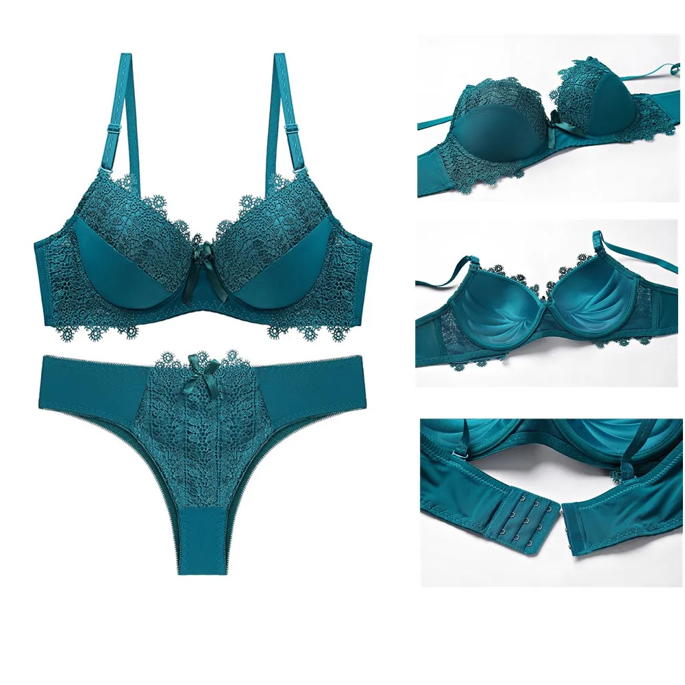 Комплект женского кружевного нижнего белья с чашкой пуш ап|Комплекты белья| |