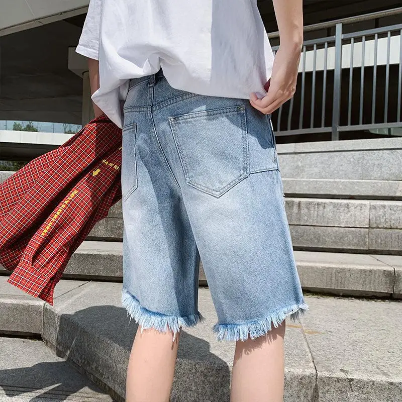 Новые летние мужские рваные джинсы Tide бренд хип хоп мода Корейская версия