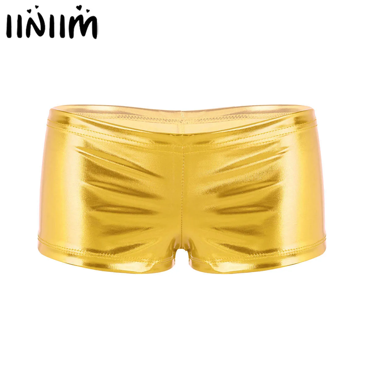 Женское металлическое голографическое нижнее белье шорты с эффектом потертости