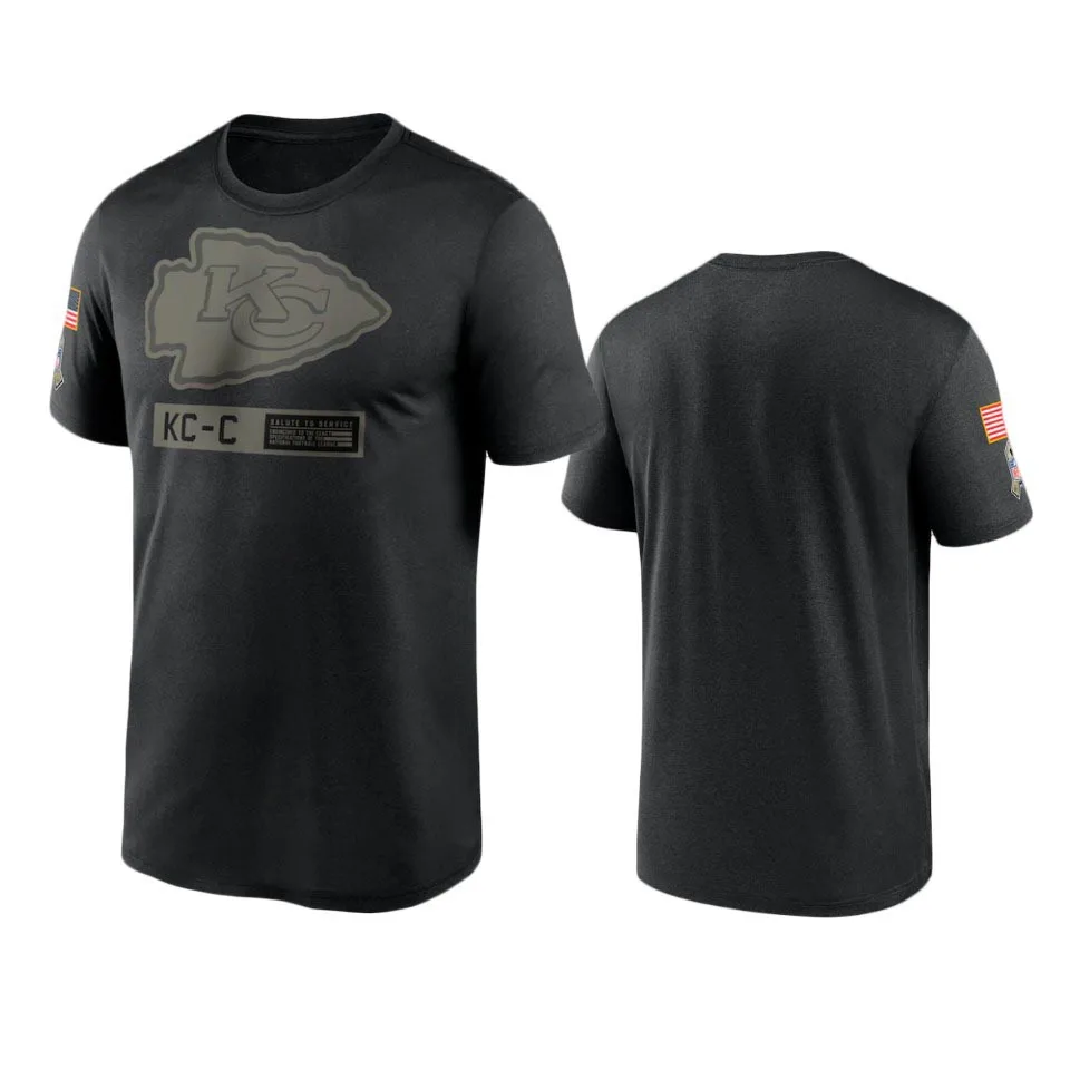 

Kansas City Men Black 2020 Chiefs Salute to Service Team Logo Performance T-Shirt