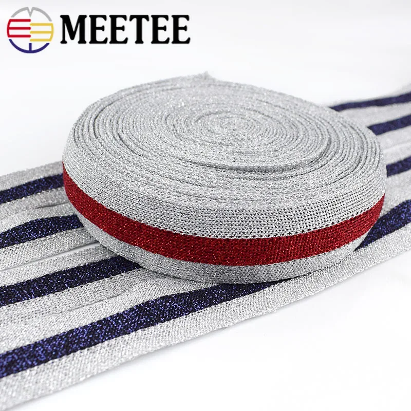 15 ярдов 3 см золотистые и Серебристые полосатые вязаные ленты спортивные штаны