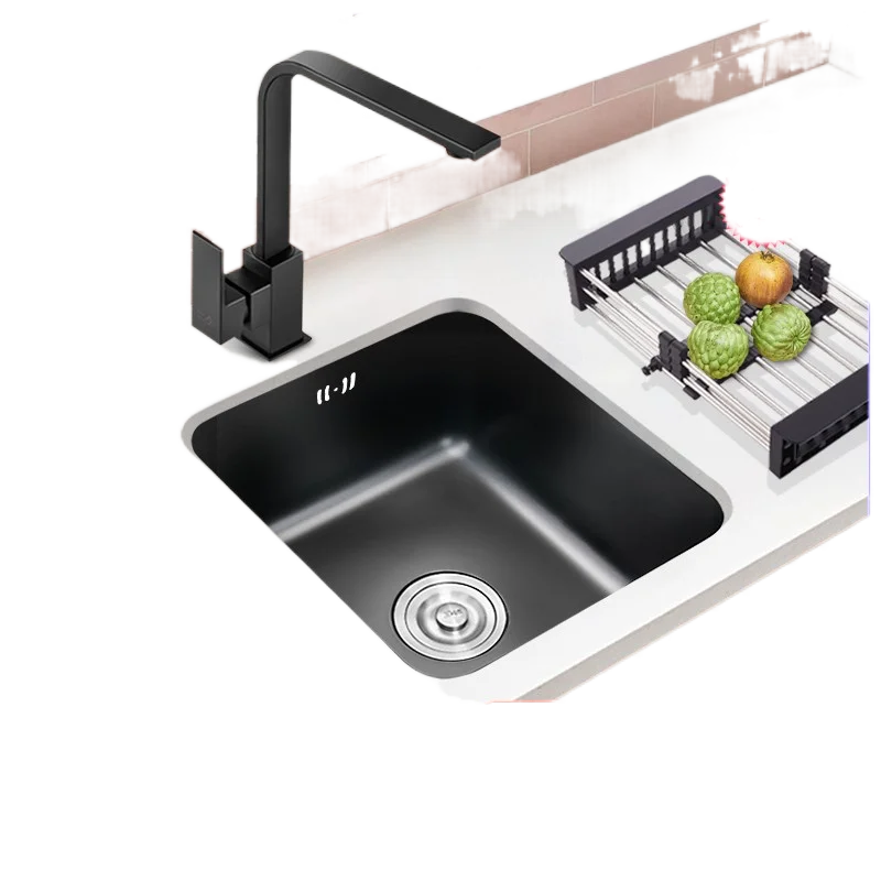 Маленькая черная панель Nano 304 кухонная раковина из нержавеющей стали Одиночная