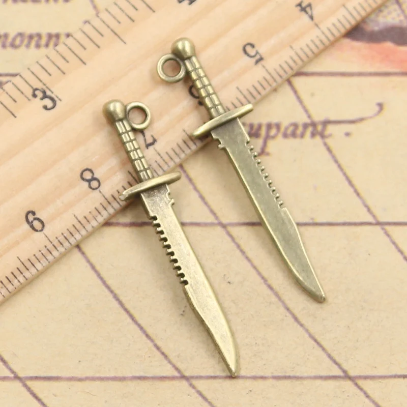 20 шт. Подвески меч Кинжал 43x10 мм античные серебряные цветные Сделай Сам ручная