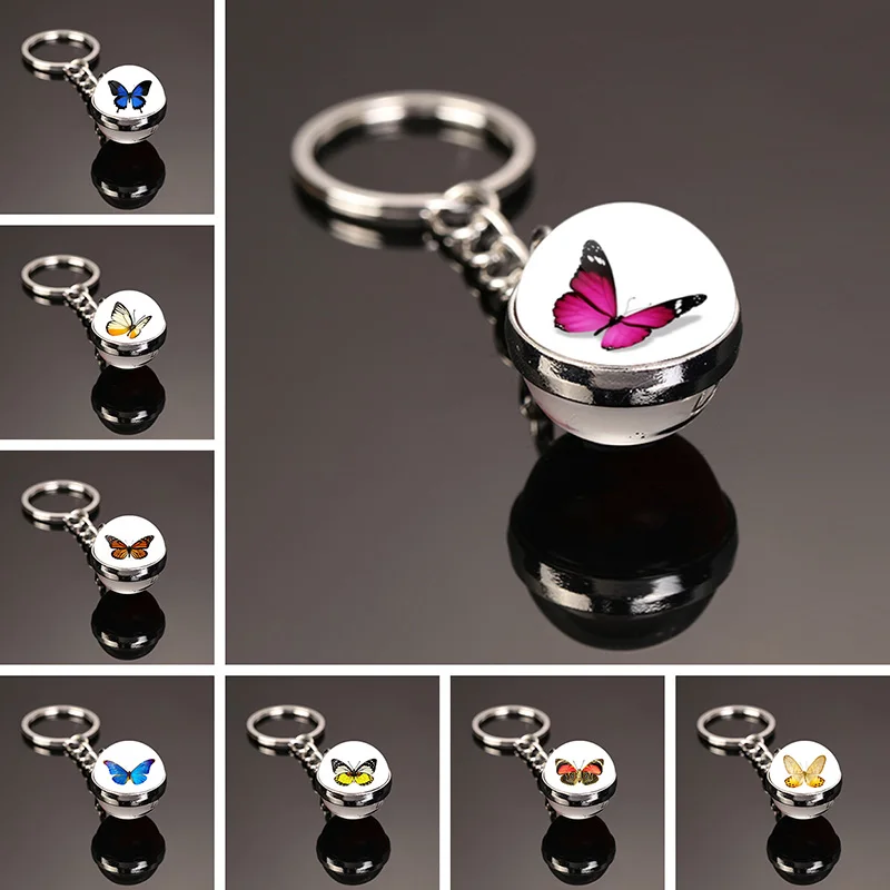 Красивый брелок бабочка с хрустальным шариком подвеска со стеклянным