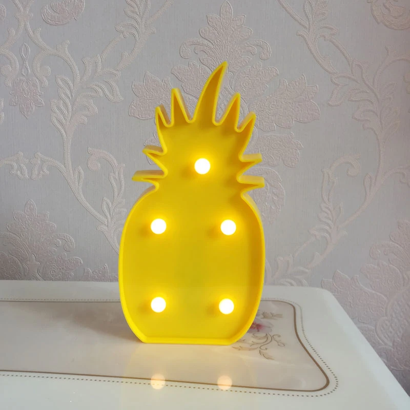 Pineapple Светодиодный светильник в виде фламинго, единорога, ночник, ананас, кактус, Звездный светильник, настенные украшения, светильник, подарки на Рождество, праздник, день рождения - Испускаемый цвет: Pineapple