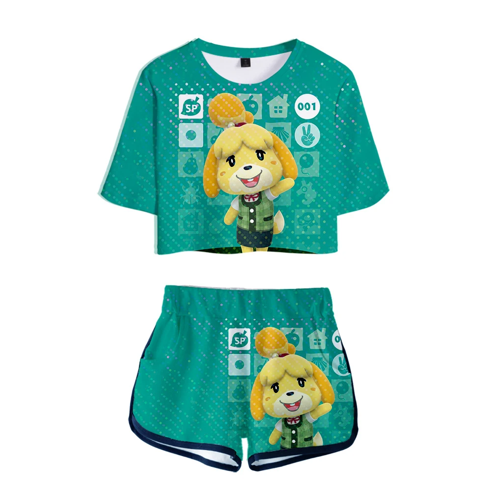 Rholycrown/модная футболка с объемным принтом животным лесом и пуговицами на животе