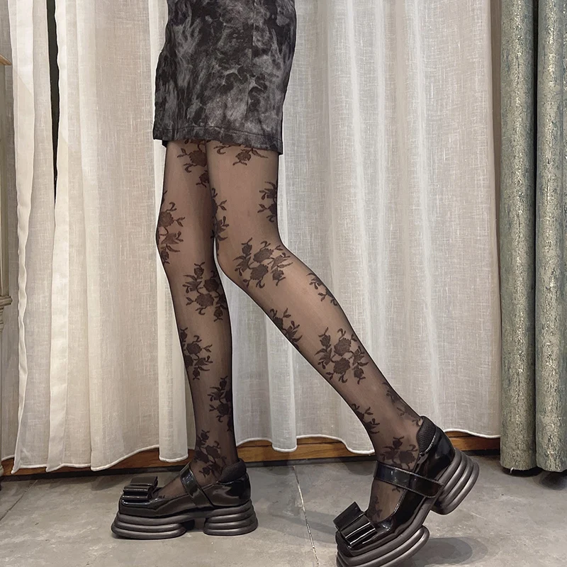 Женские носки в стиле ретро темные милые шелковые колготки молочного и белого