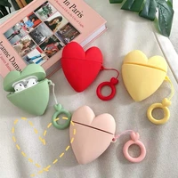 cute color love silicone bluetooth earphone case for apple airpods lovely ring lanyard protective cover for airpods box funda