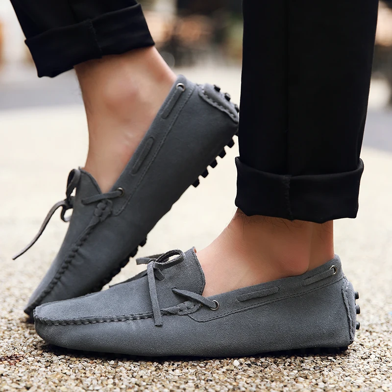 Мужские повседневные кожаные лоферы дышащие мокасины удобная мягкая обувь на