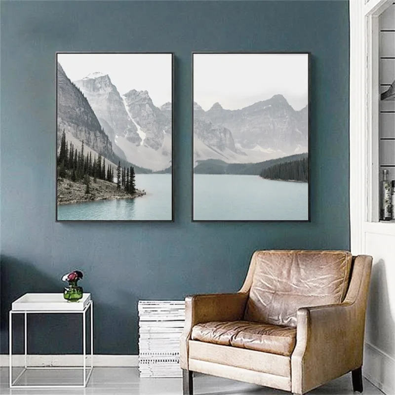 

Tranquil Landscape Mountain Lake Canvas Paintings Nature Scenery Wall Art Pictures Posters and Prints For Living Room Decoration