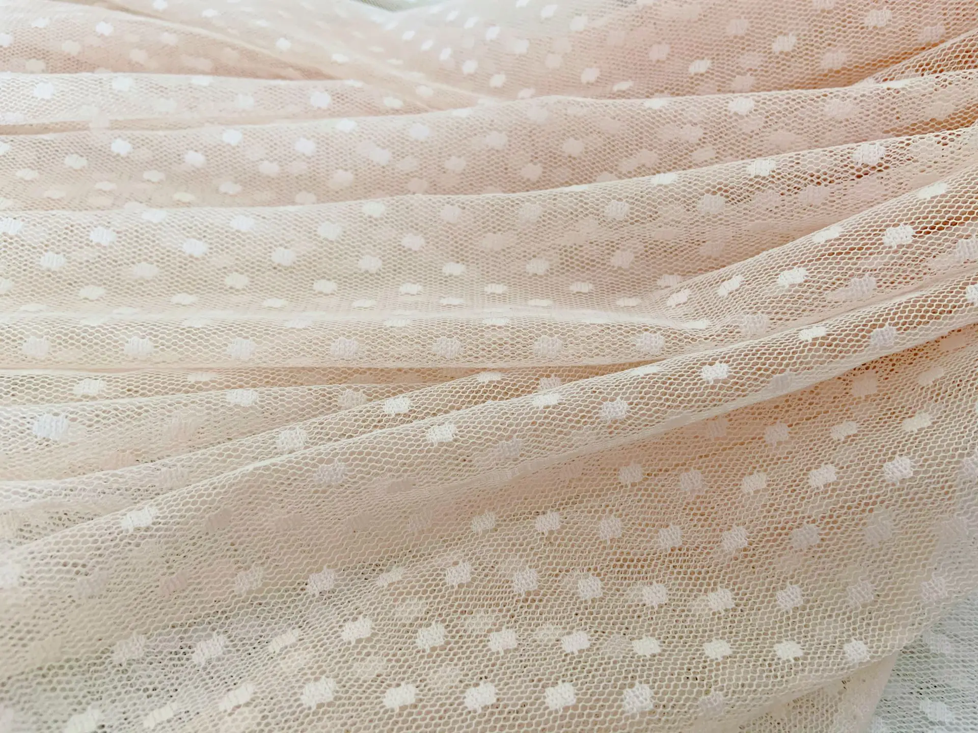 

5 yards Peach Lace Mesh Dot Jacquard Fabric Tulle Fabric For Dress And Mosquito Net Patchwork Needlework DIY Material