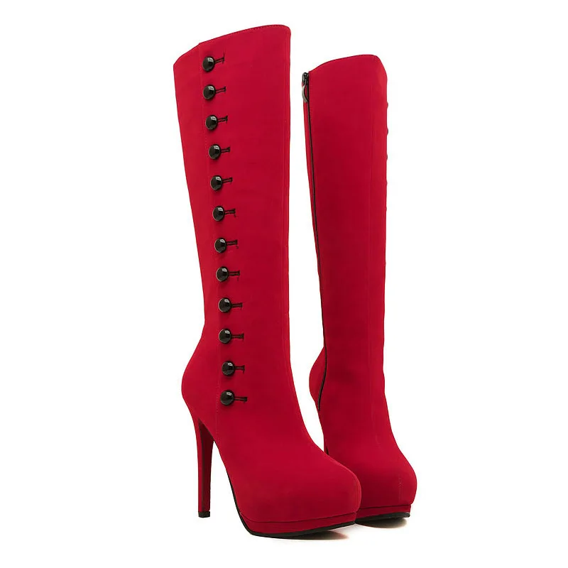 Пикантные женские сапоги до середины икры с высоким голенищем Женские зимние