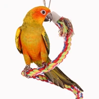 bird perch toy spiral cotton rope chewing bar parrot swing climbing standing toys with bell bird supplies