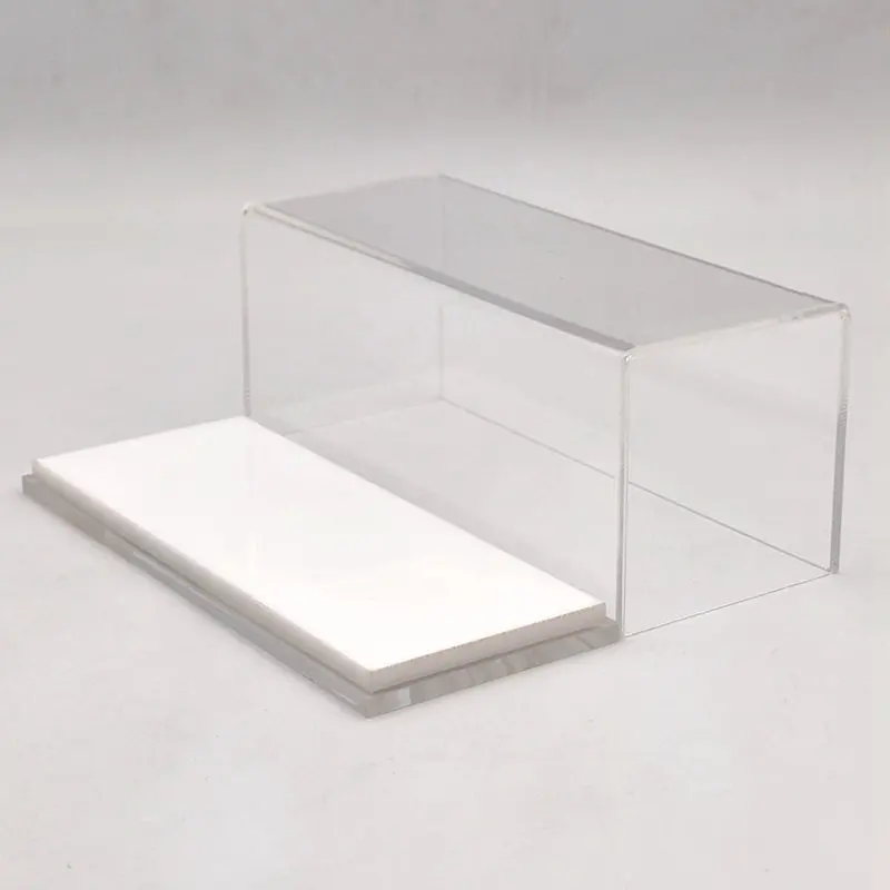 

17cm Thicken Acrylic Boxes Display Case Transparent Dust Proof White Crystal High-End Base Gifts Car Models 1:43